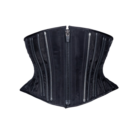 Black Fine Mesh No Line Corset, Hourglass Silhouette, Short