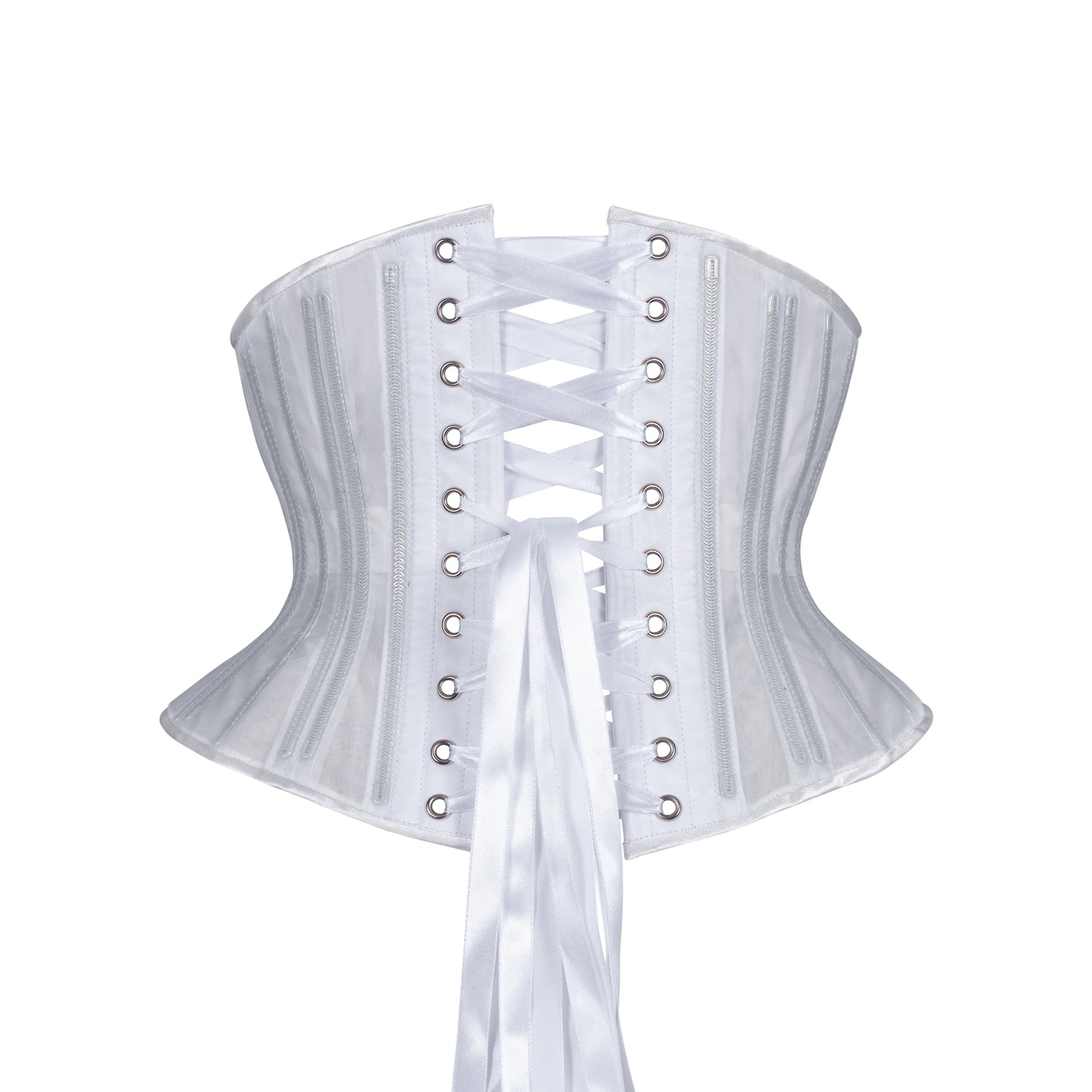 White Fine Mesh No Line Corset, Hourglass Silhouette, Short
