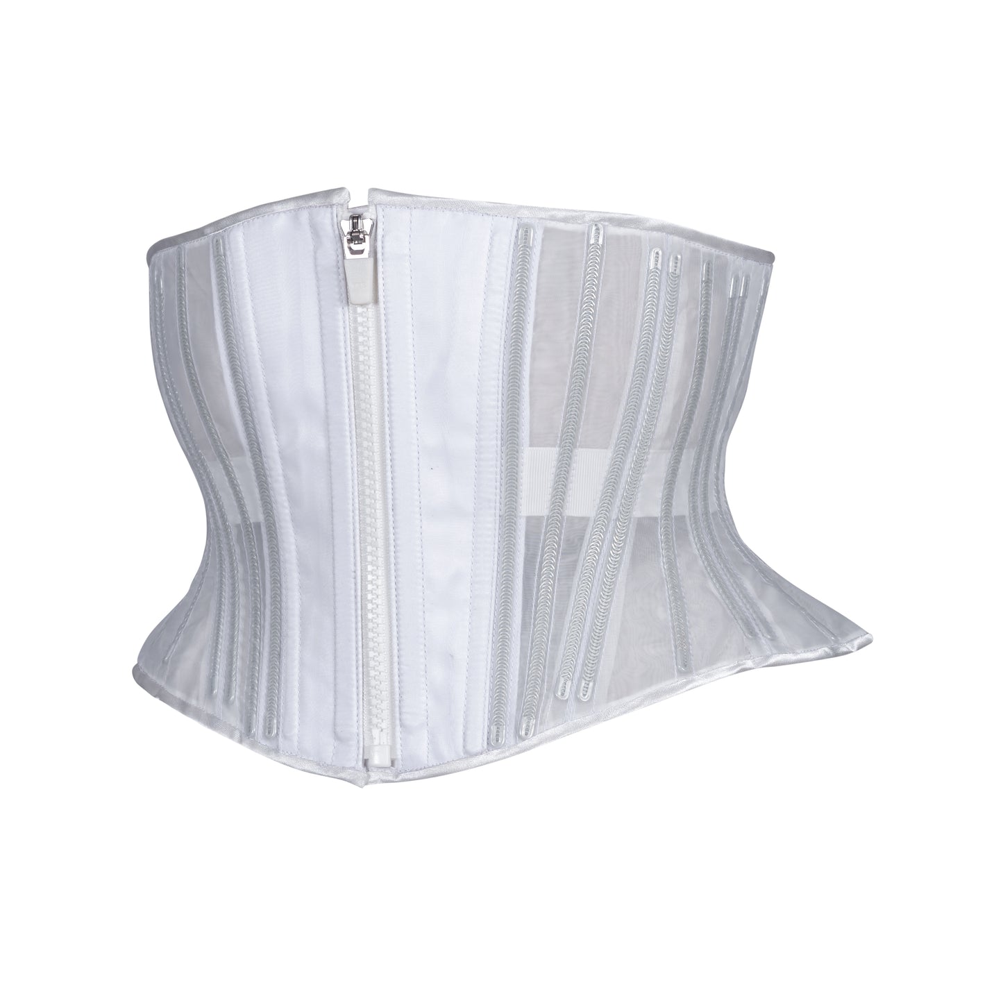 White Fine Mesh No Line Corset, Hourglass Silhouette, Short