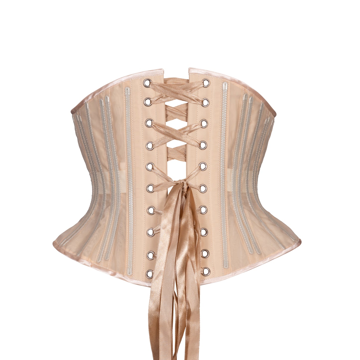 Beige Fine Mesh No Line Corset, Hourglass Silhouette, Short