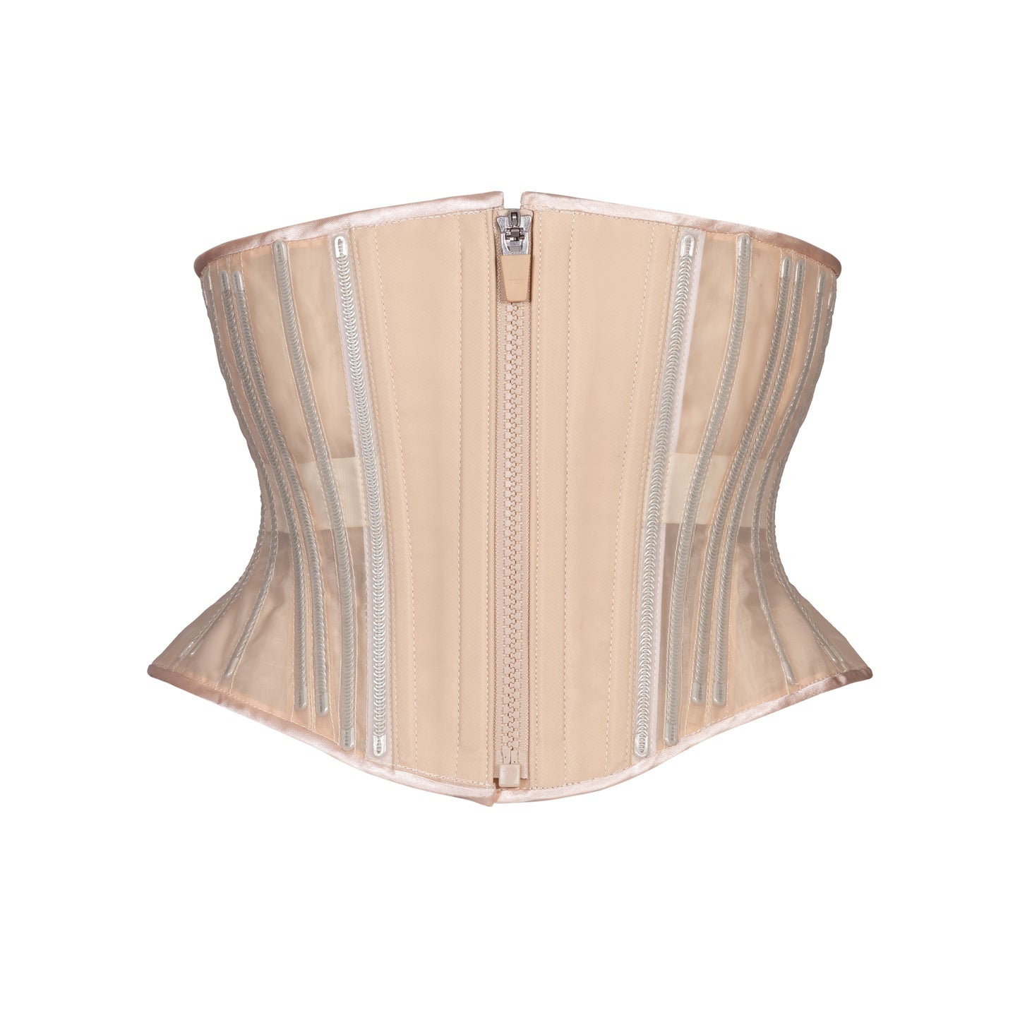 Beige Fine Mesh No Line Corset, Hourglass Silhouette, Short