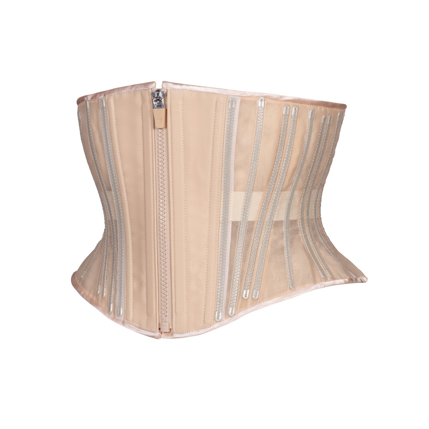 Beige Fine Mesh No Line Corset, Hourglass Silhouette, Short