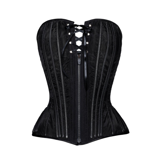 Black Fine Mesh No Line Overbust Corset, Hourglass Silhouette, Regular