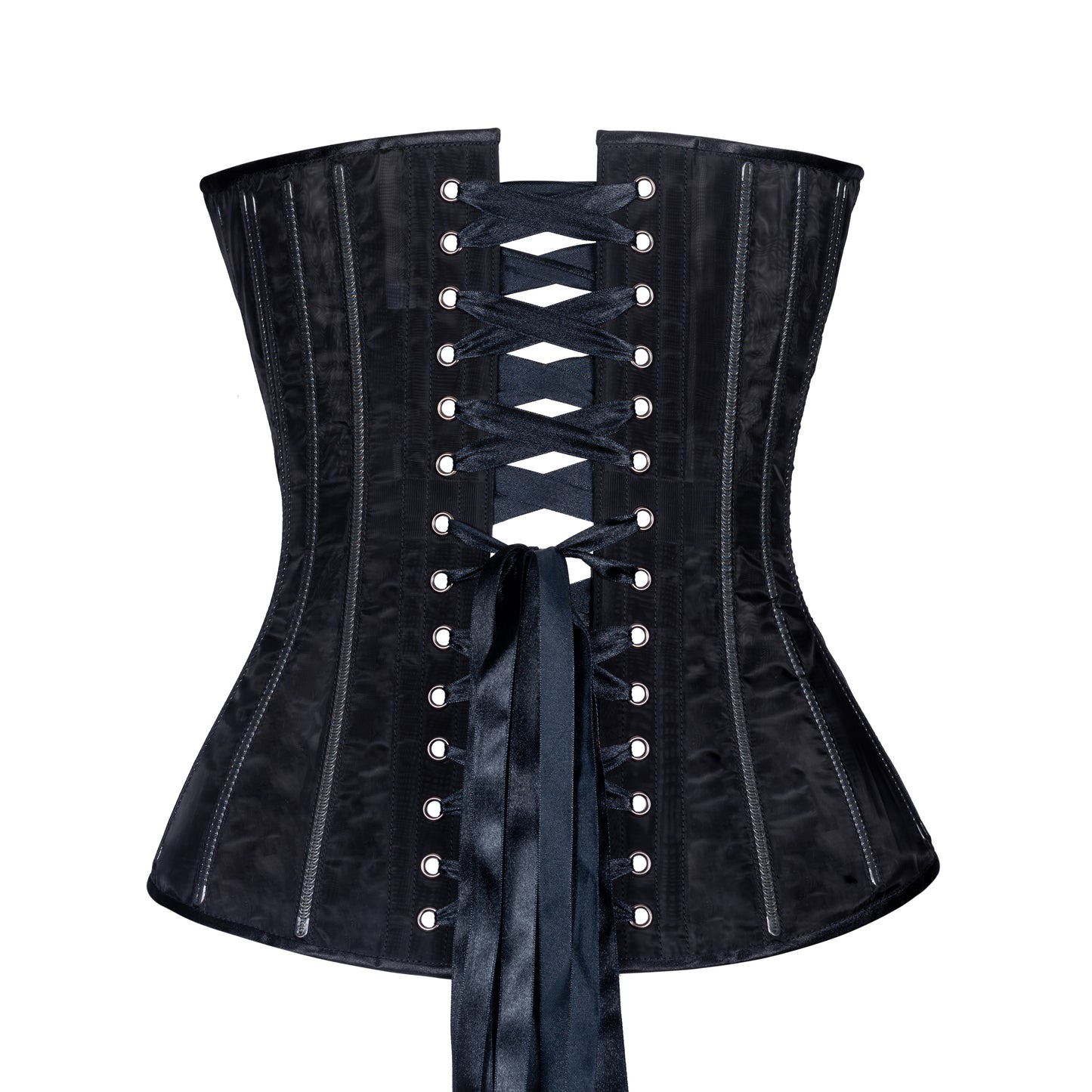 Black Fine Mesh No Line Overbust Corset, Slim Silhouette, Regular