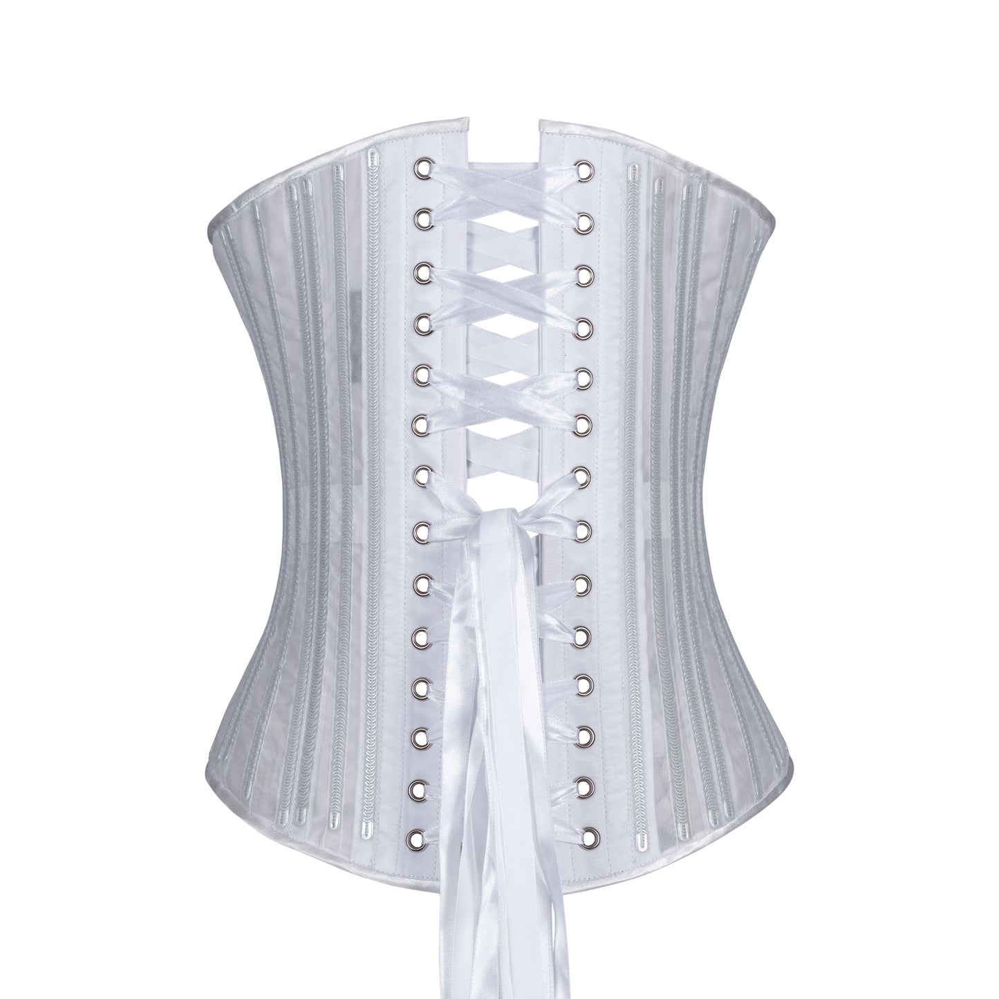 White Fine Mesh No Line Corset, Slim Silhouette, Regular