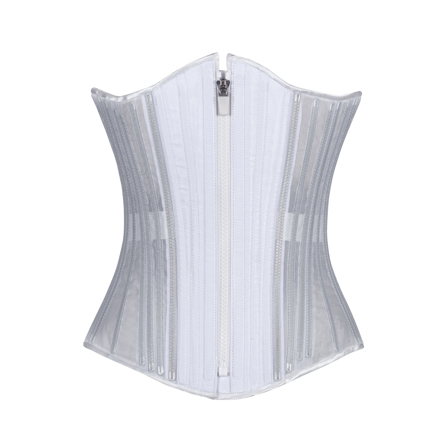 White Fine Mesh No Line Corset, Slim Silhouette, Regular