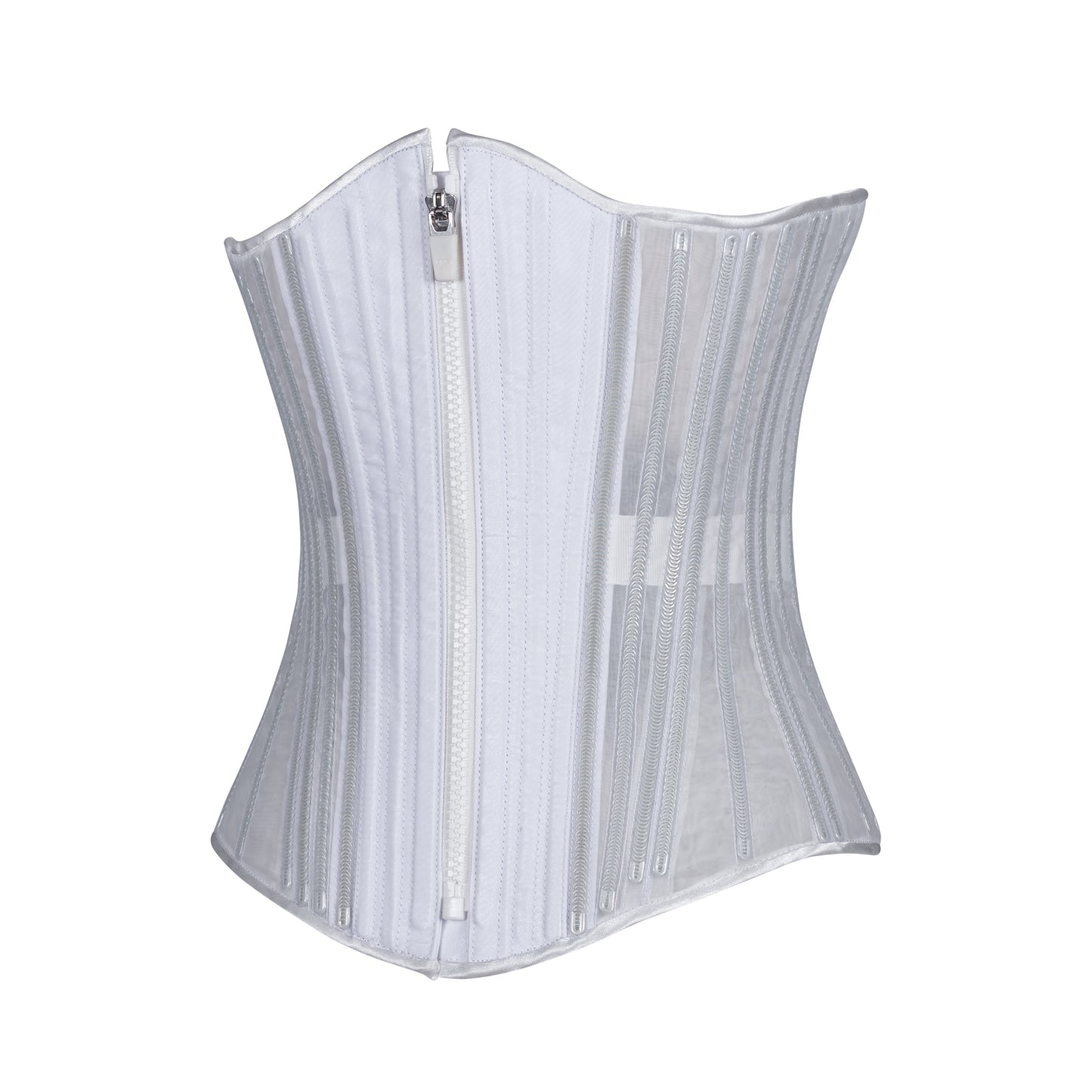 White Fine Mesh No Line Corset, Slim Silhouette, Regular