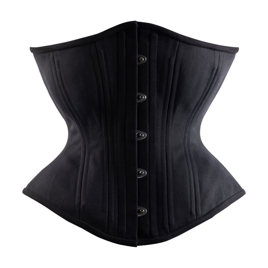 Black Cotton Novice Corset, Hourglass Silhouette, Regular