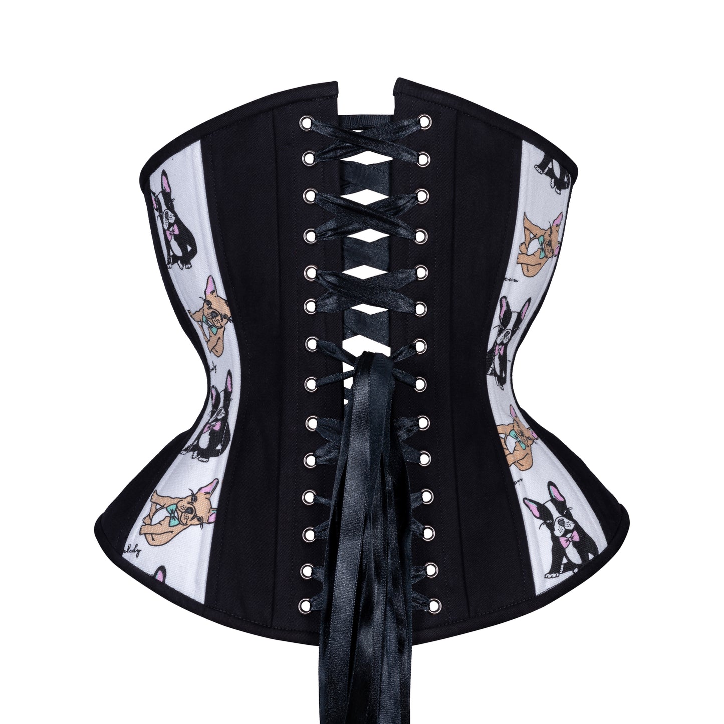French Bulldogs in Black Novice Corset, Hourglass Silhouette, Regular