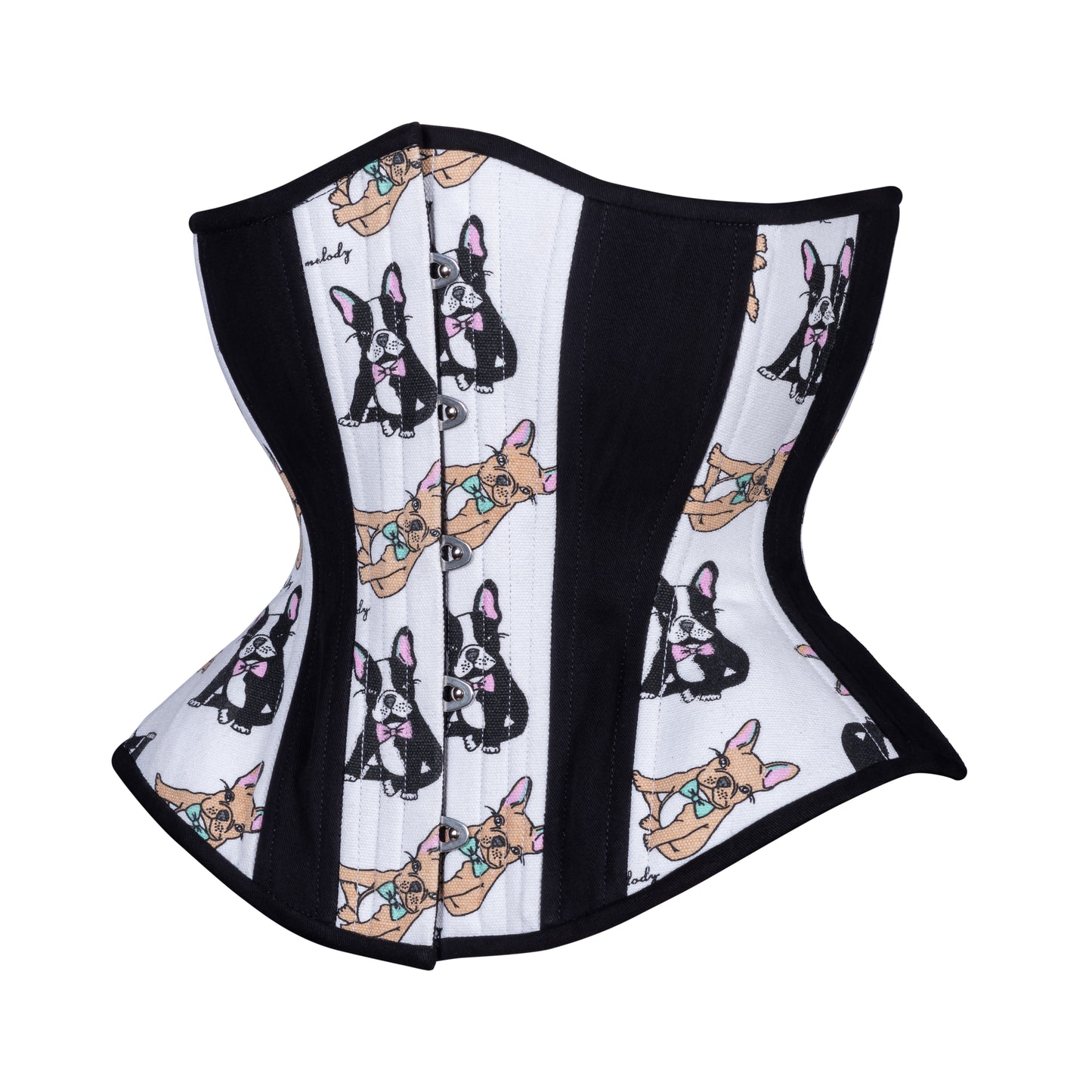 French Bulldogs in Black Novice Corset, Hourglass Silhouette, Regular