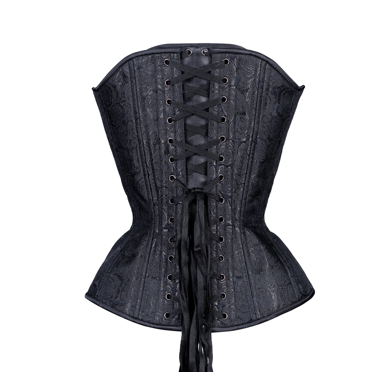 Black Floral Brocade Overbust