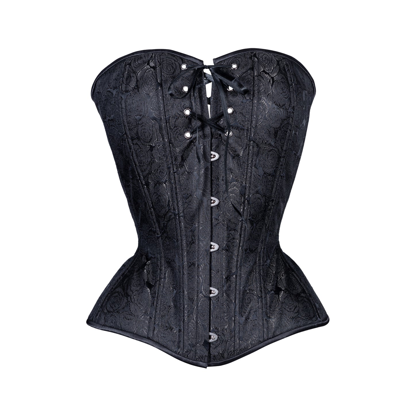 Black Floral Brocade Overbust