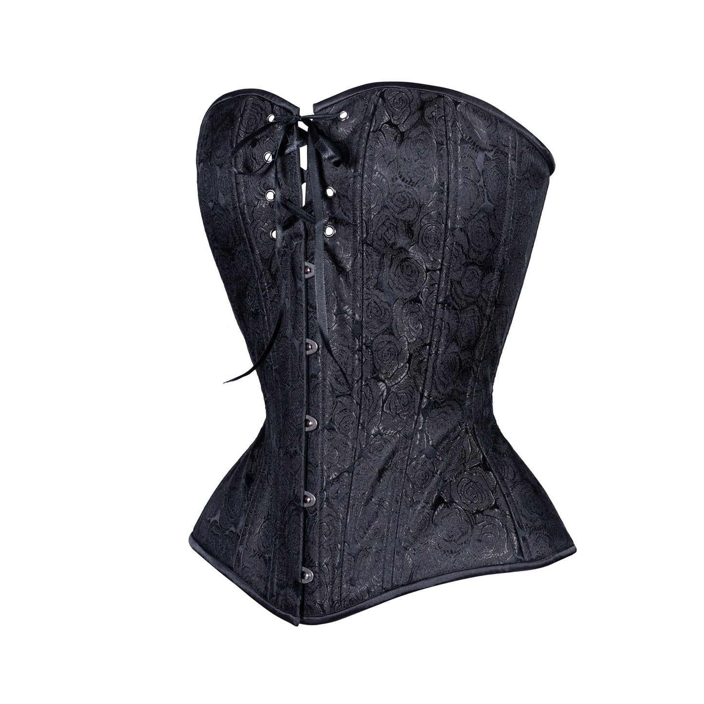 Black Floral Brocade Overbust