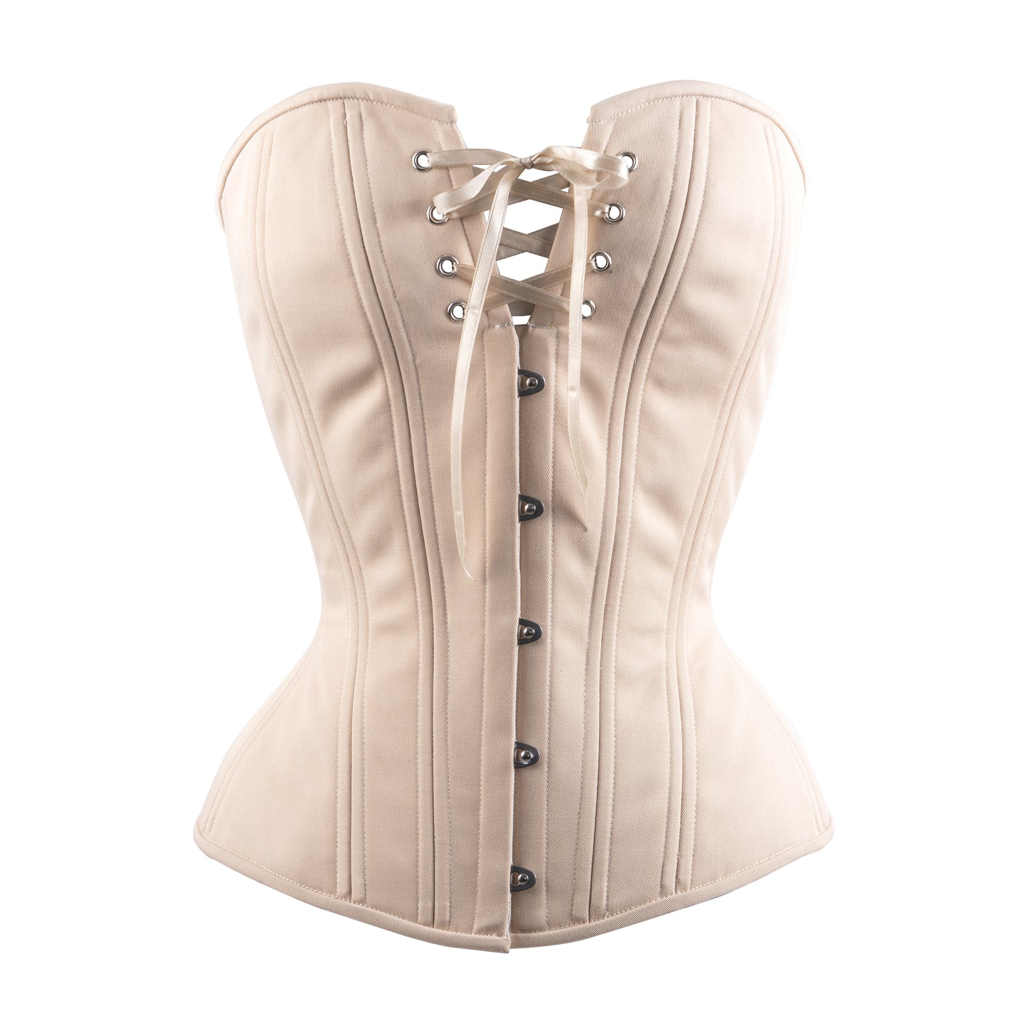 Beige Cotton Overbust Corset