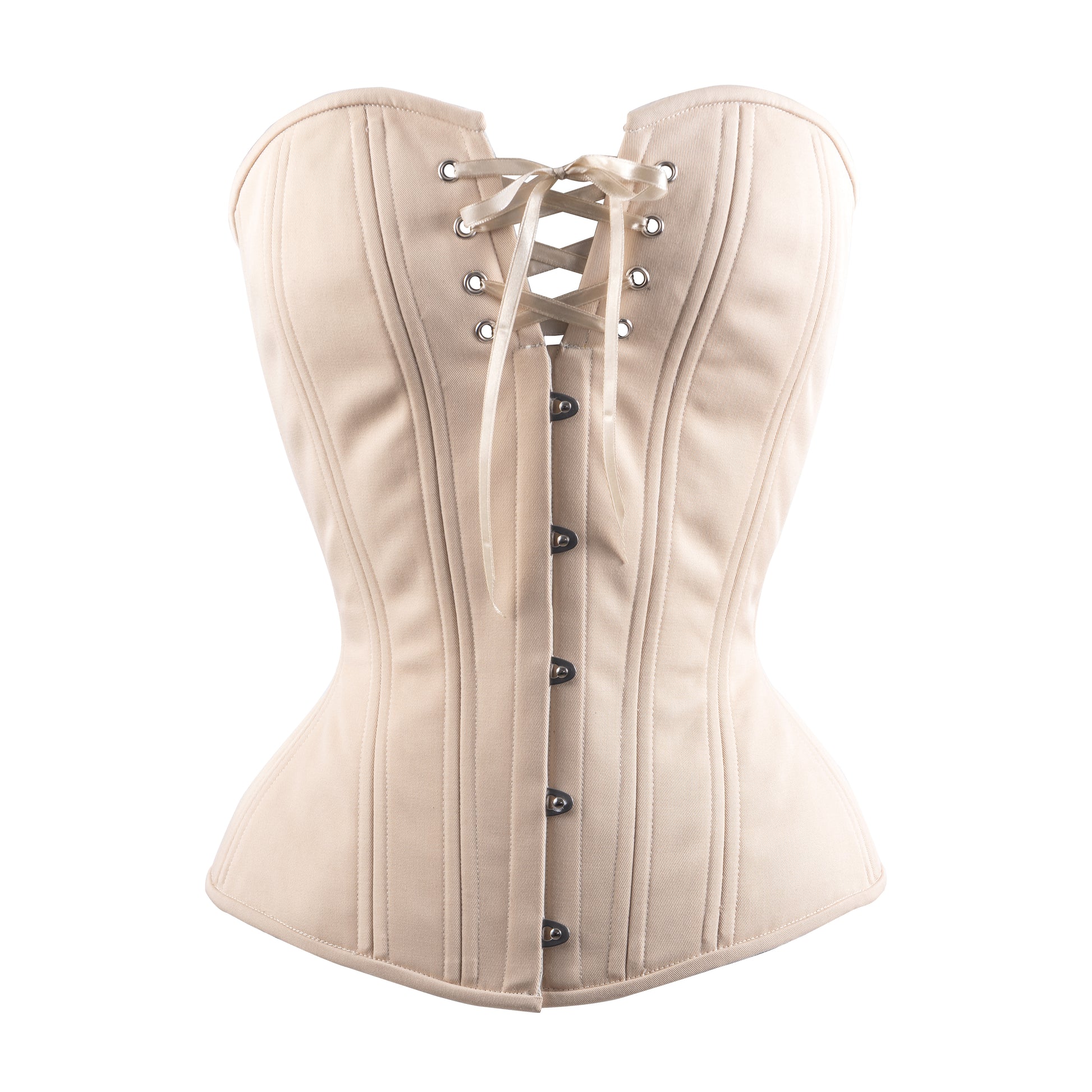 Beige Cotton Overbust Corset