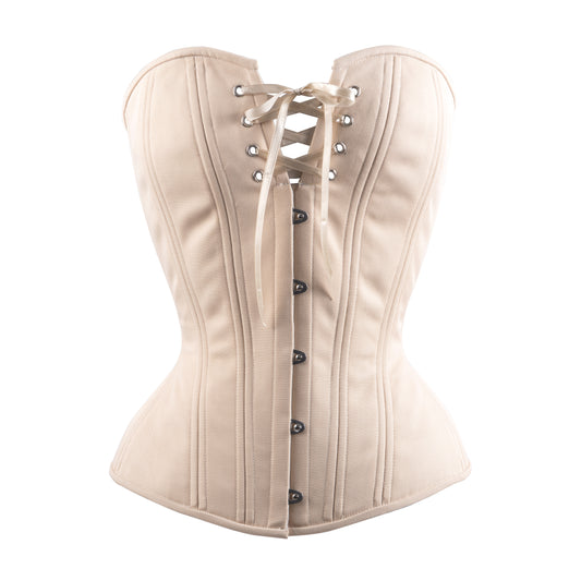 Beige Cotton Overbust Corset
