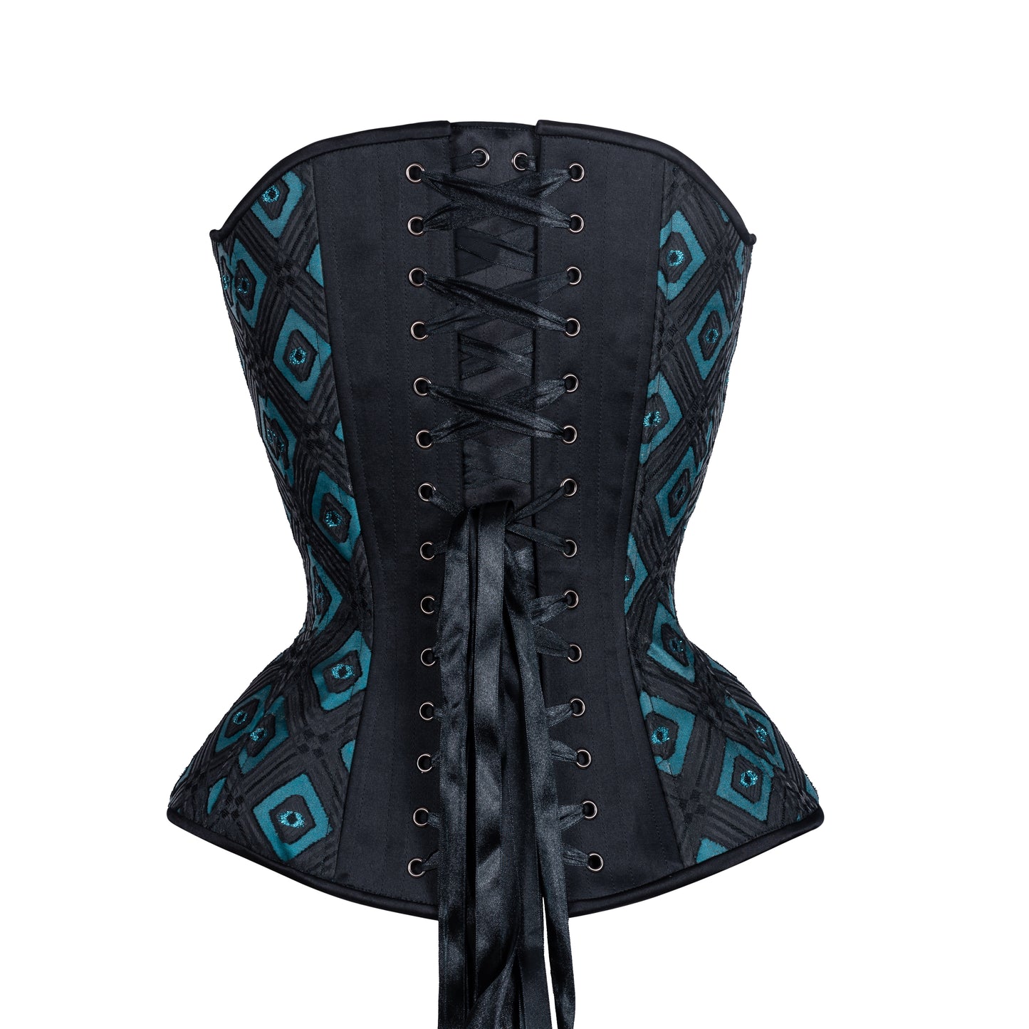 Blue Diamonds, Overbust Corset, Hourglass Silhouette, Regular