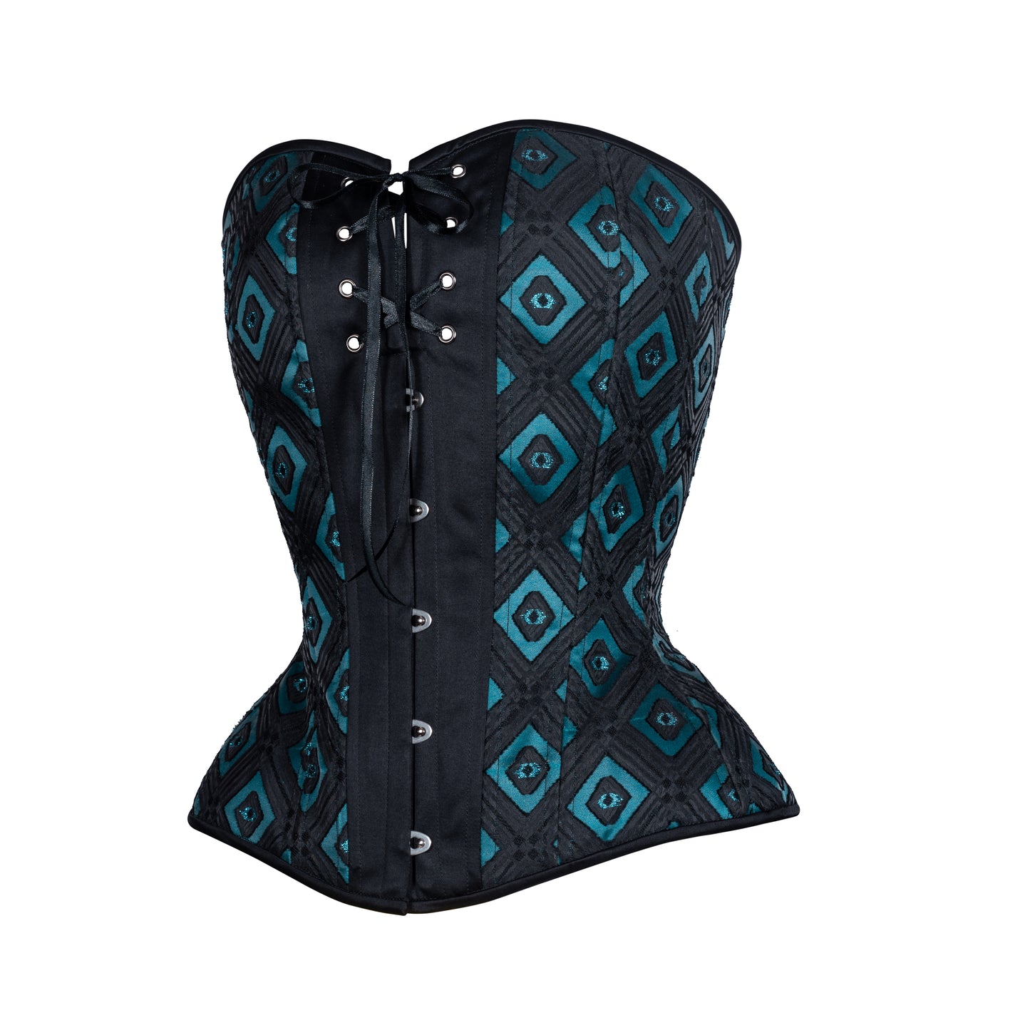 Blue Diamonds, Overbust Corset, Hourglass Silhouette, Regular