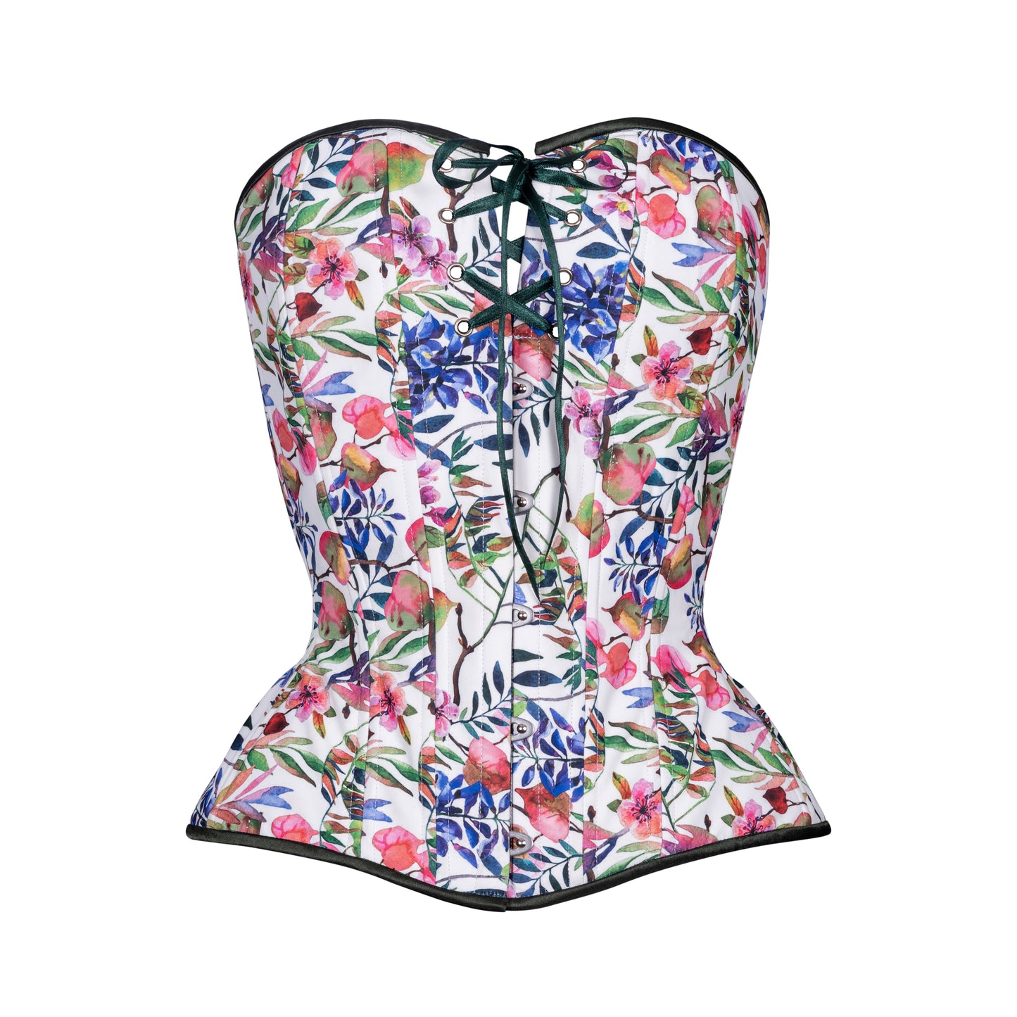 Vintage Flowers in Bloom, Overbust Corset, Hourglass Silhouette, Regular