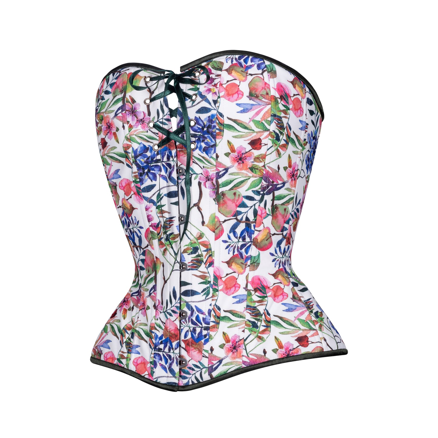 Vintage Flowers in Bloom, Overbust Corset, Hourglass Silhouette, Regular