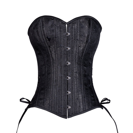 Black Floral Brocade Overbust Corset