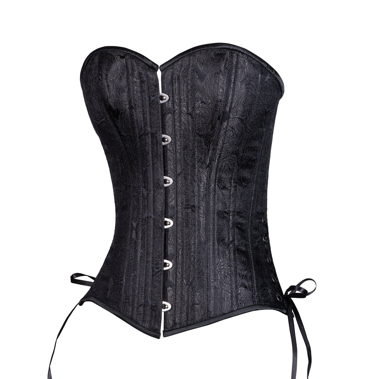 Black Floral Brocade Overbust Corset