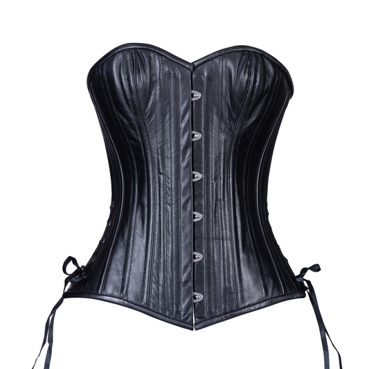 Black Leather Overbust Corset