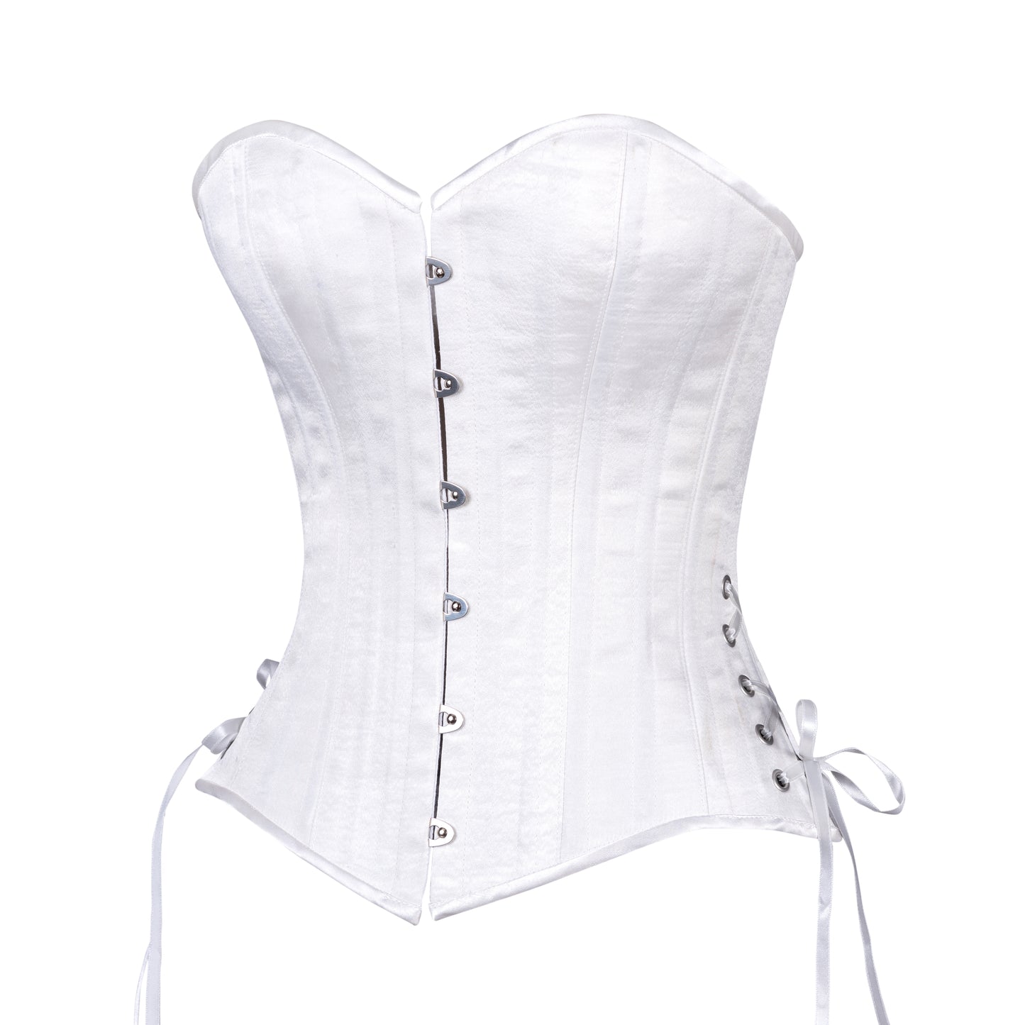 White Satin Overbust, Slim Silhouette, Regular