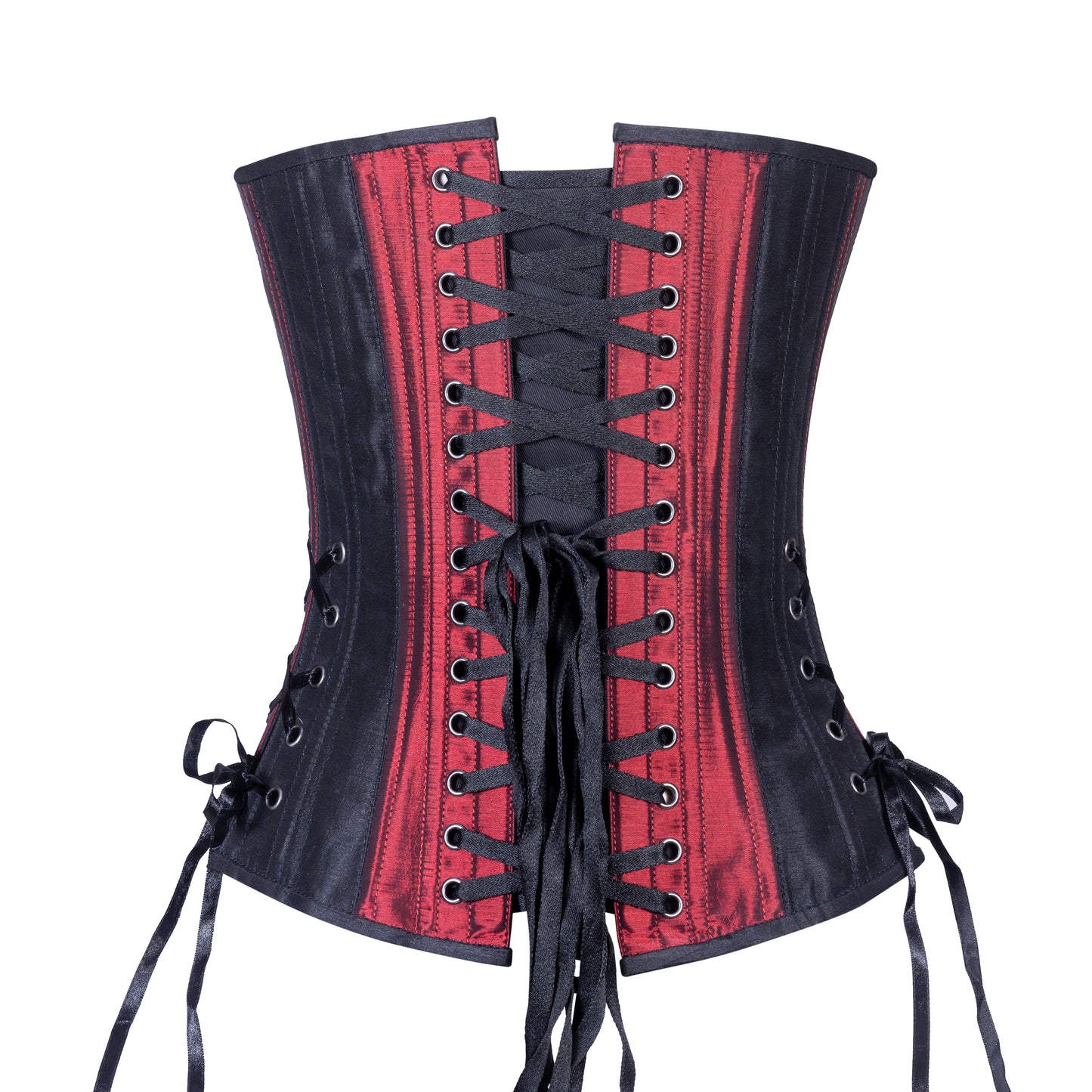 Iridescent Red Overbust Corset, Slim Silhouette, Regular