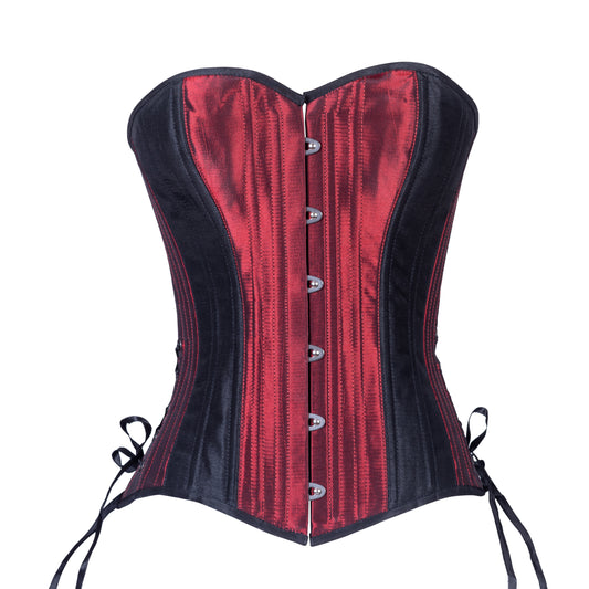 Iridescent Red Overbust Corset, Slim Silhouette, Regular