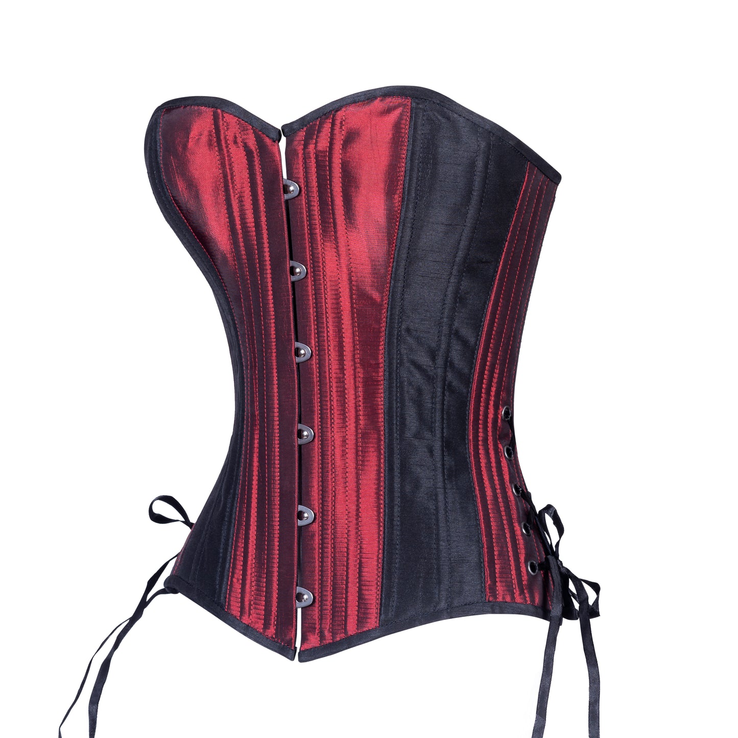 Iridescent Red Overbust Corset, Slim Silhouette, Regular