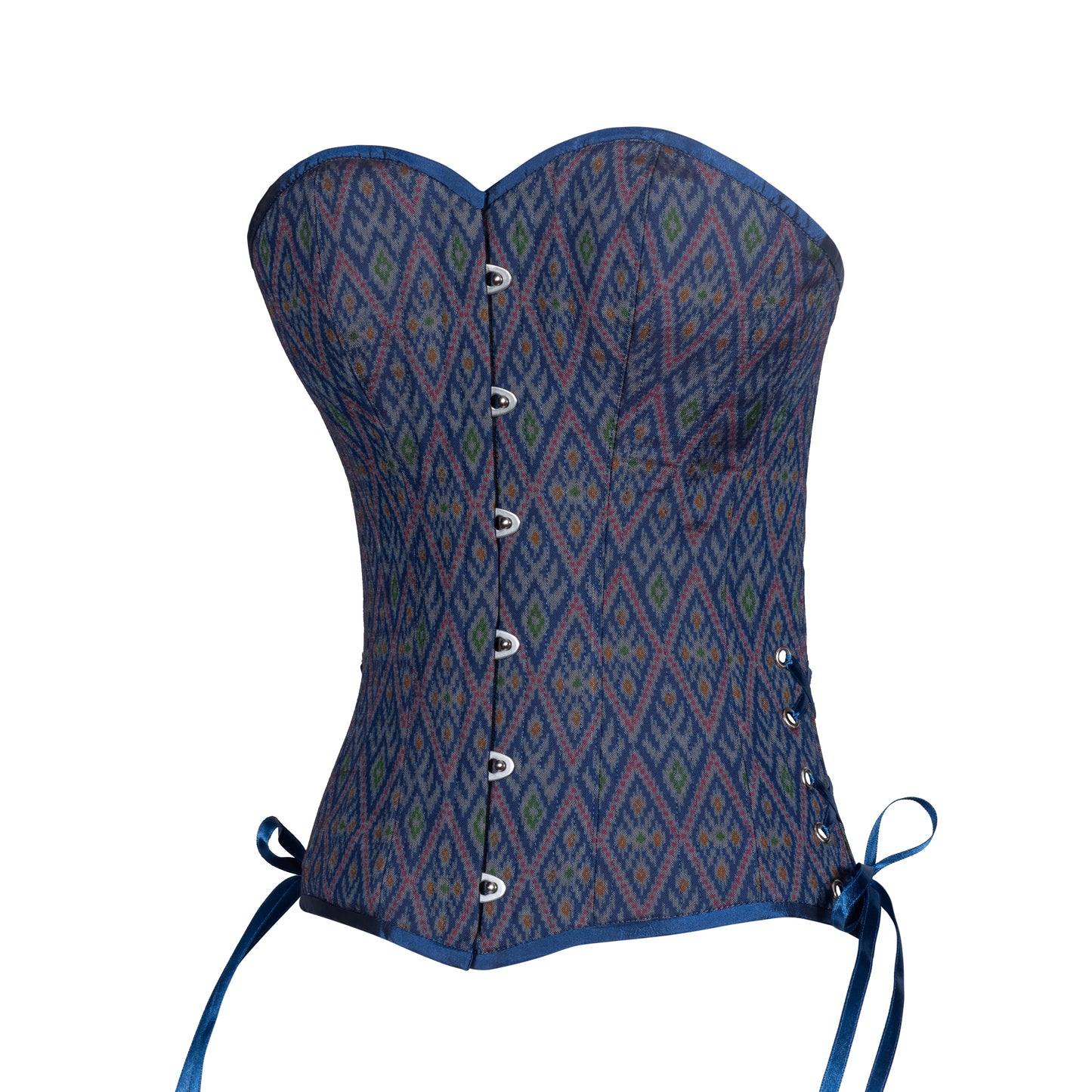 Blue Overbust Corset, Slim Silhouette, Regular