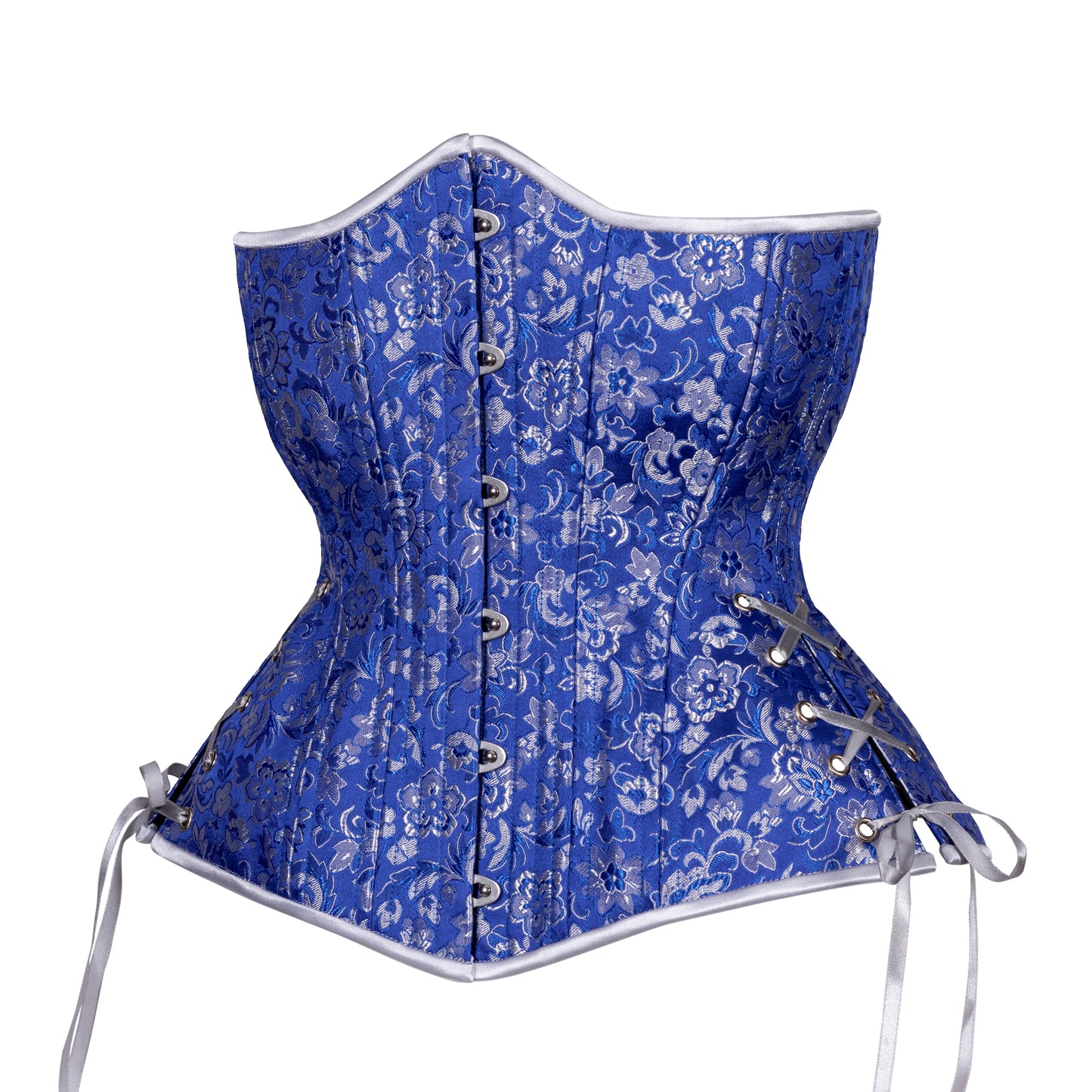 Blue Florals Corset, Hourglass Silhouette, Long