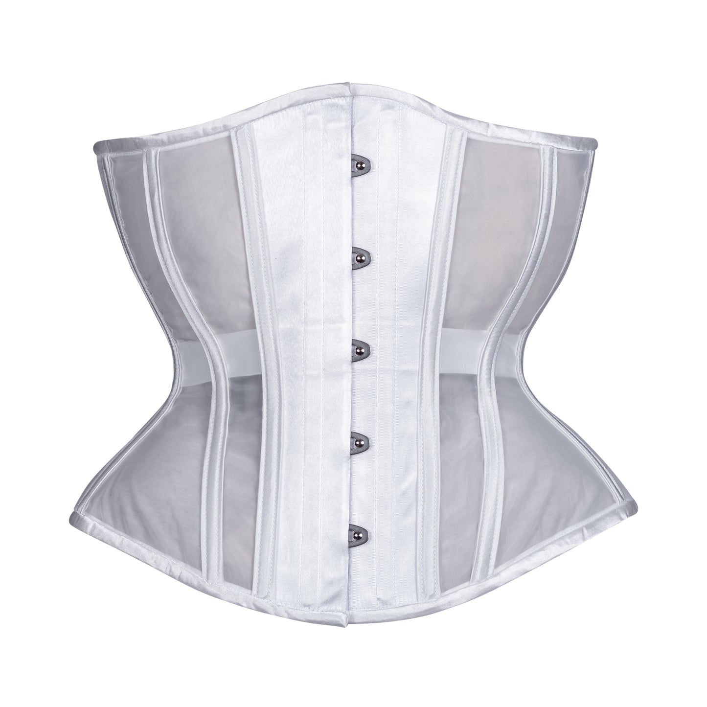 White Fine Mesh Corset, Hourglass Silhouette, Regular