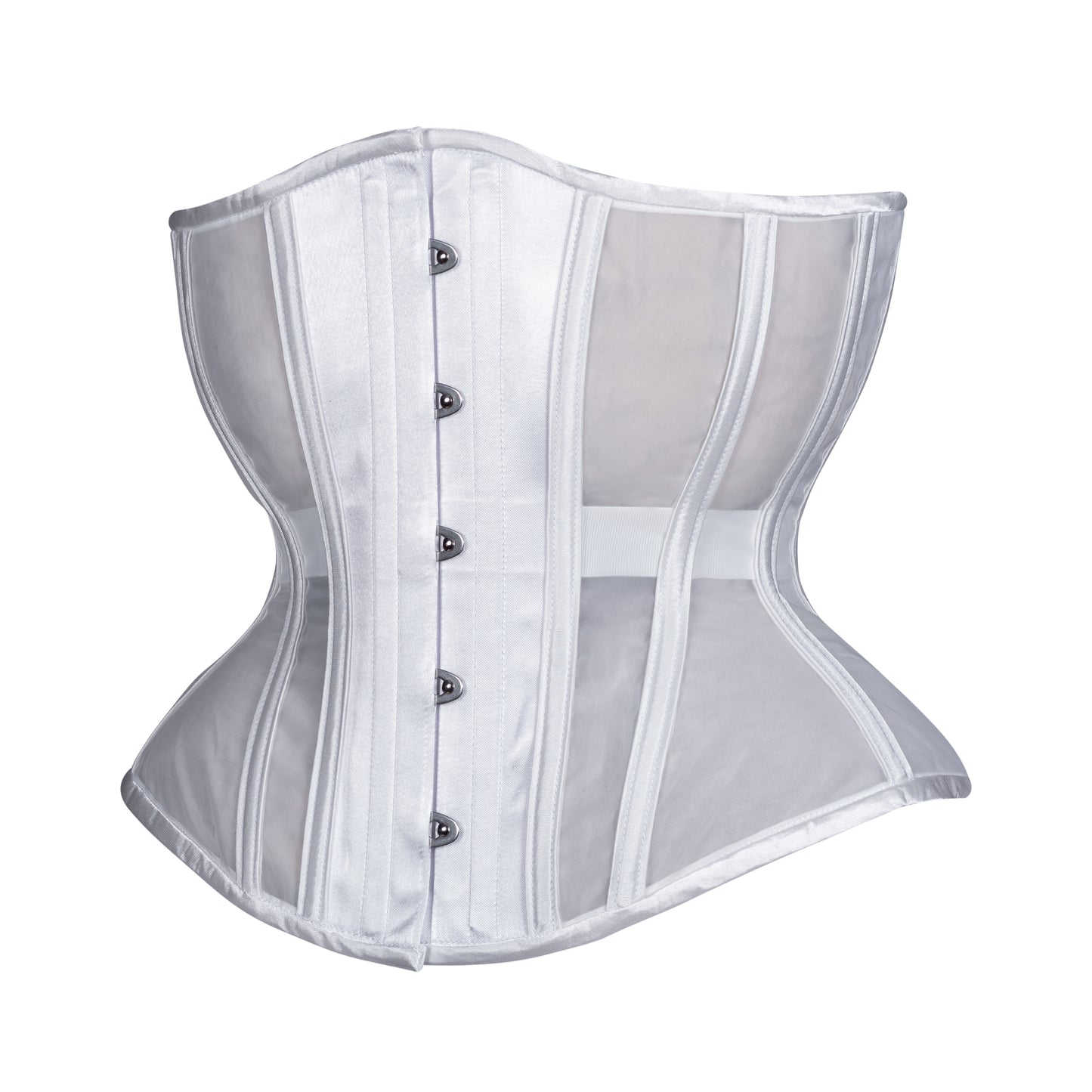 White Fine Mesh Corset, Hourglass Silhouette, Regular