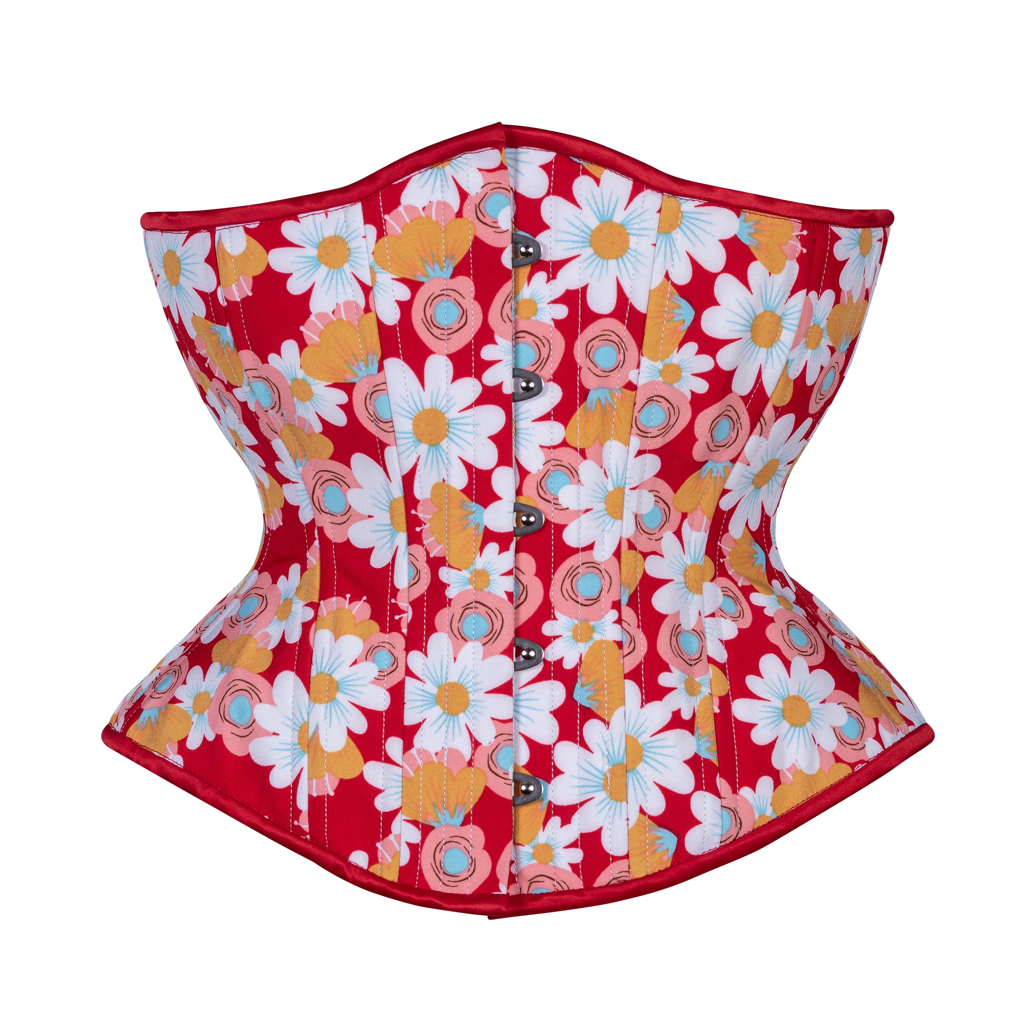Vintage Daisies in Red Corset, Hourglass Silhouette, Regular