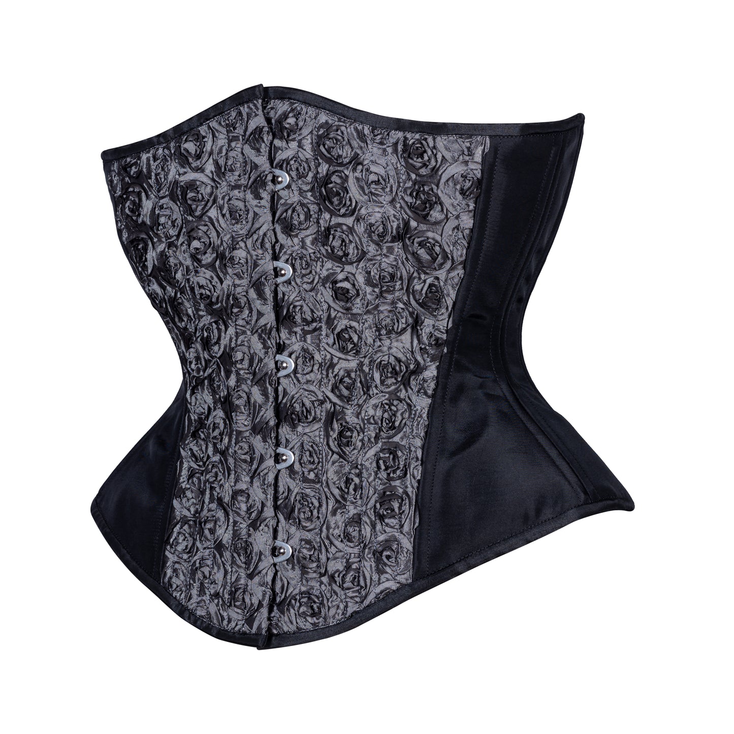 3D Roses in Gray Corset, Hourglass Silhouette, Regular