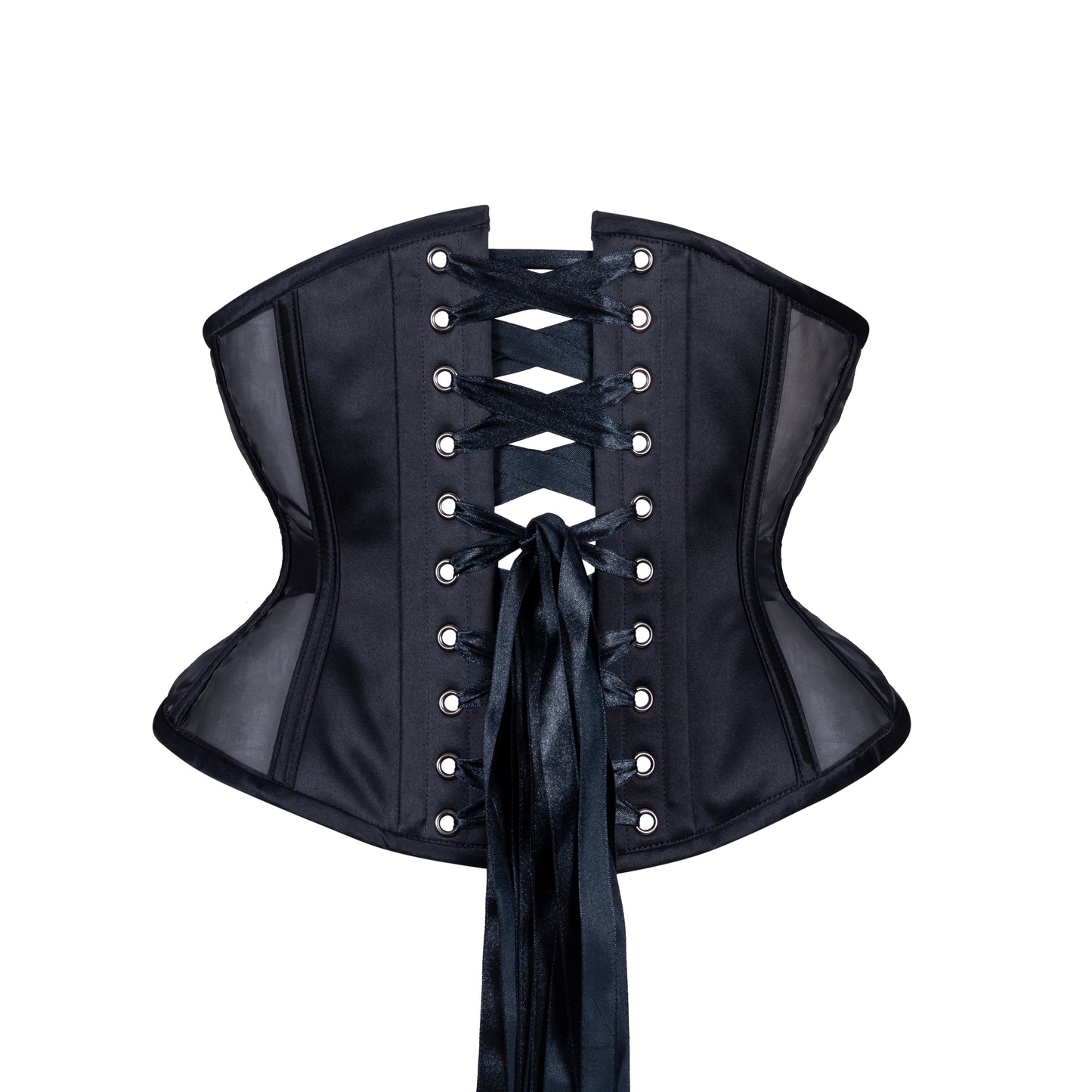 Black Fine Mesh Corset, Hourglass Silhouette, Short