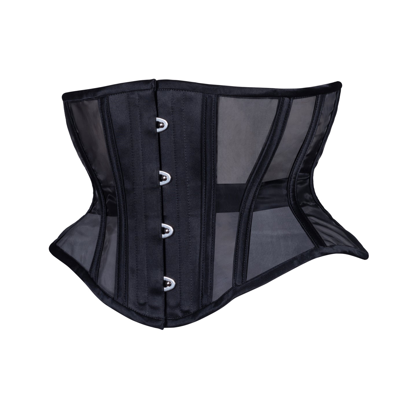 Black Fine Mesh Corset, Hourglass Silhouette, Short