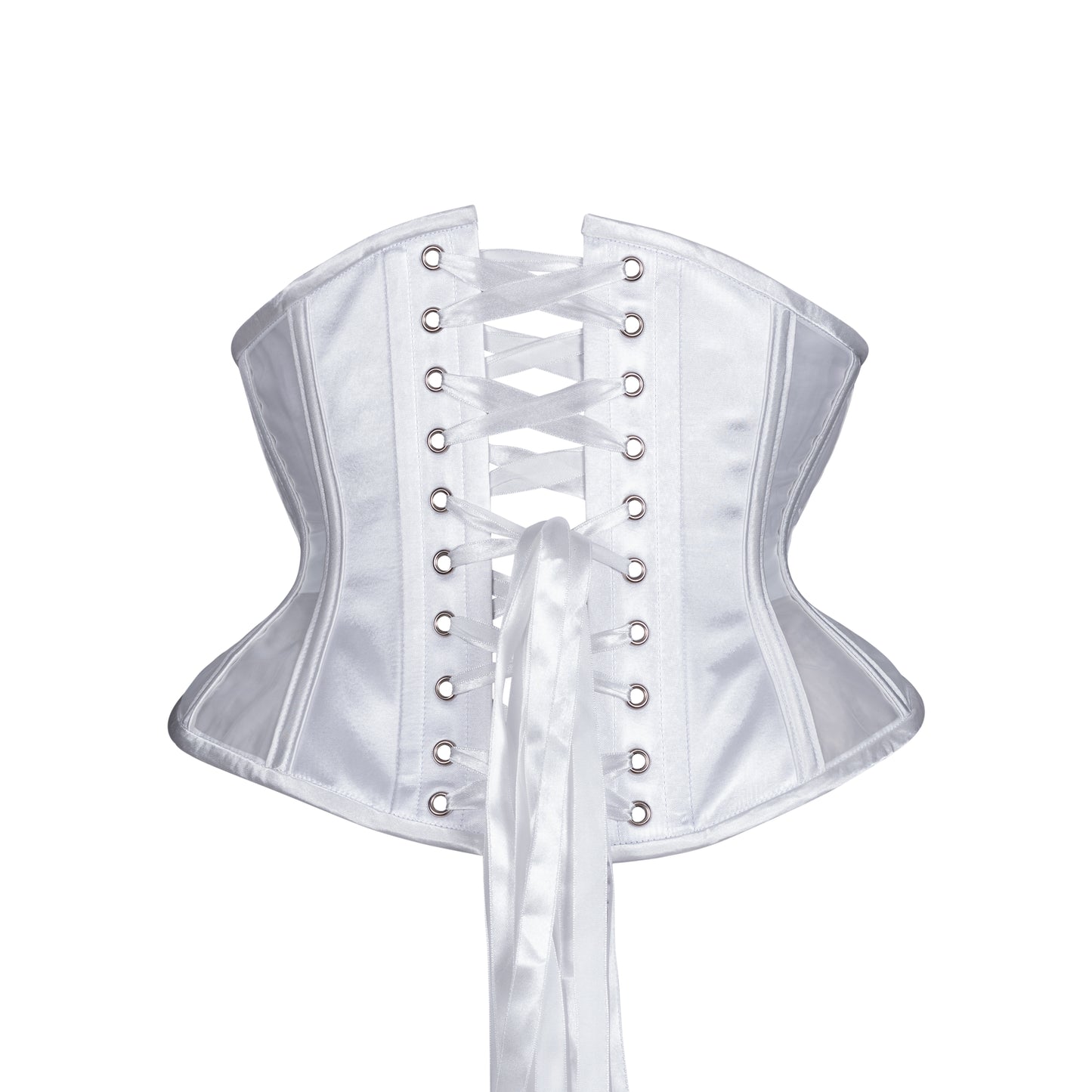 White Fine Mesh Corset, Hourglass Silhouette, Short