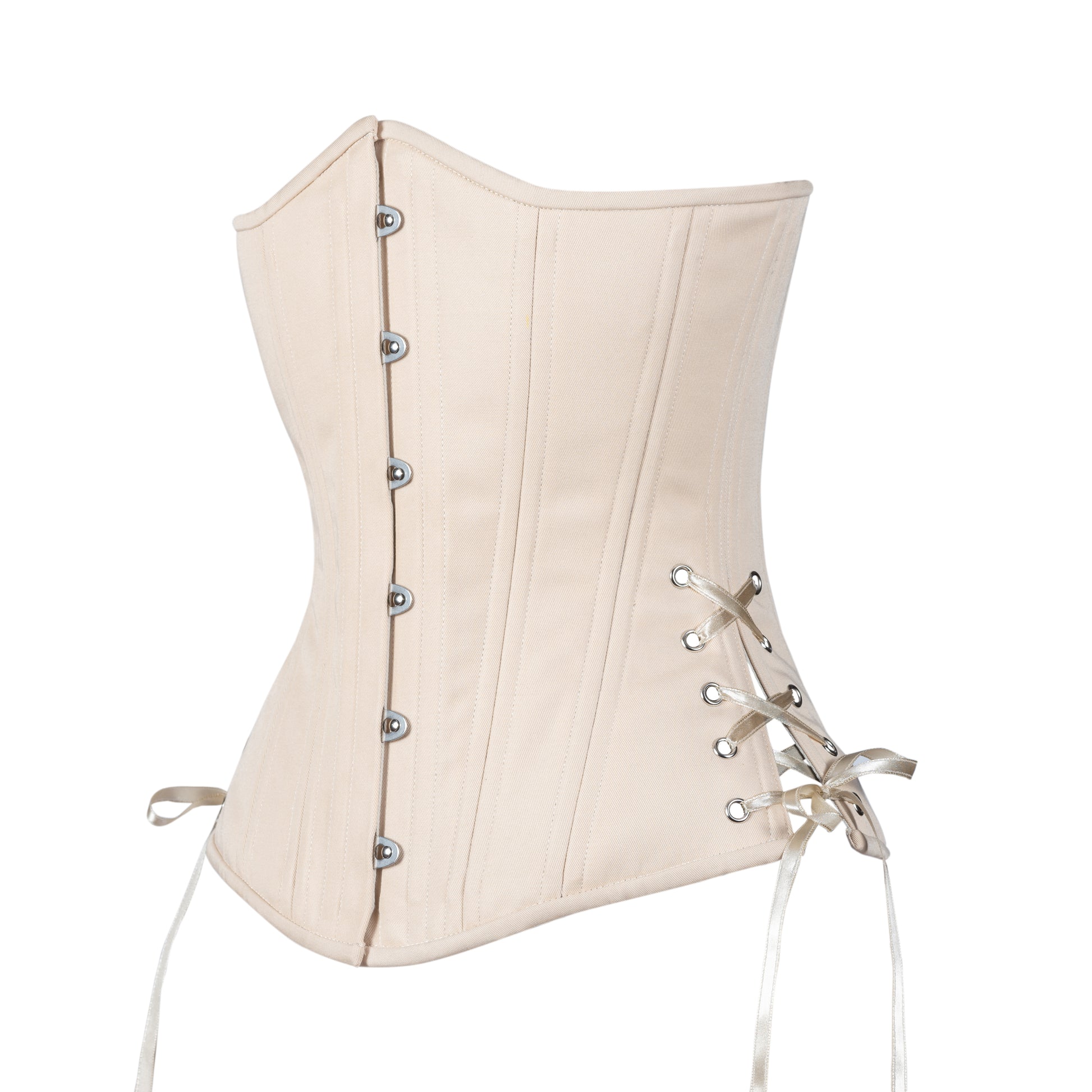 Beige Cotton Corset, Slim Silhouette, Long