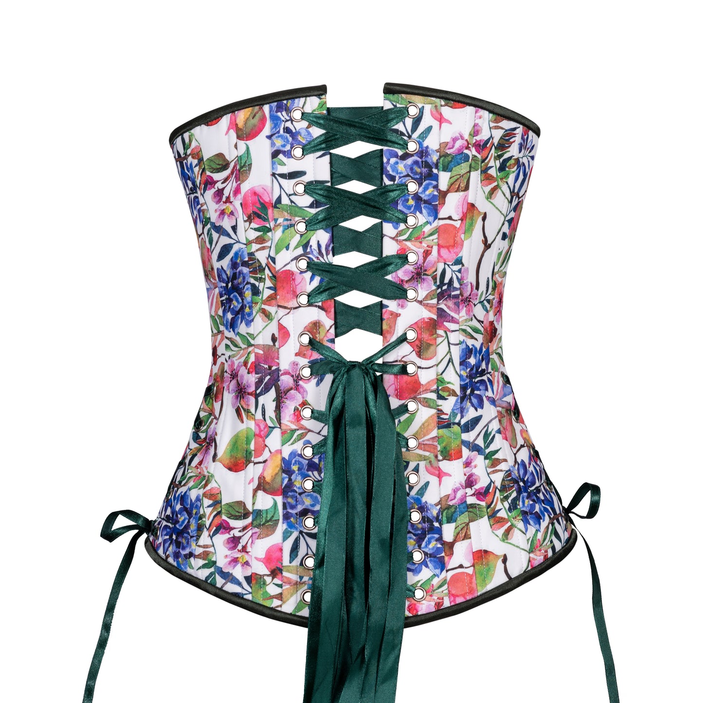 Vintage Flowers in Bloom Corset, Slim Silhouette, Long