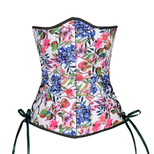 Vintage Flowers in Bloom Corset, Slim Silhouette, Long