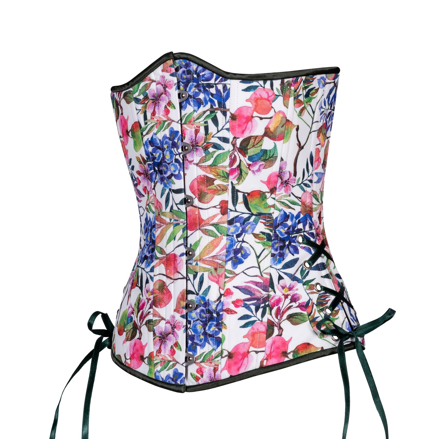 Vintage Flowers in Bloom Corset, Slim Silhouette, Long