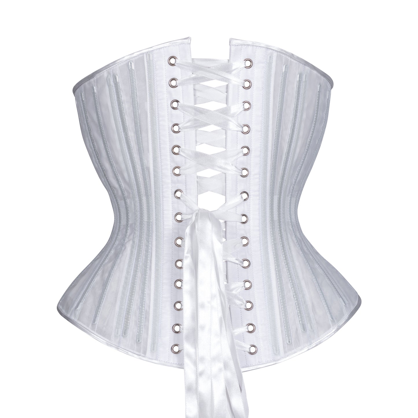 White Fine Mesh No Line Corset, Hourglass Silhouette, Regular