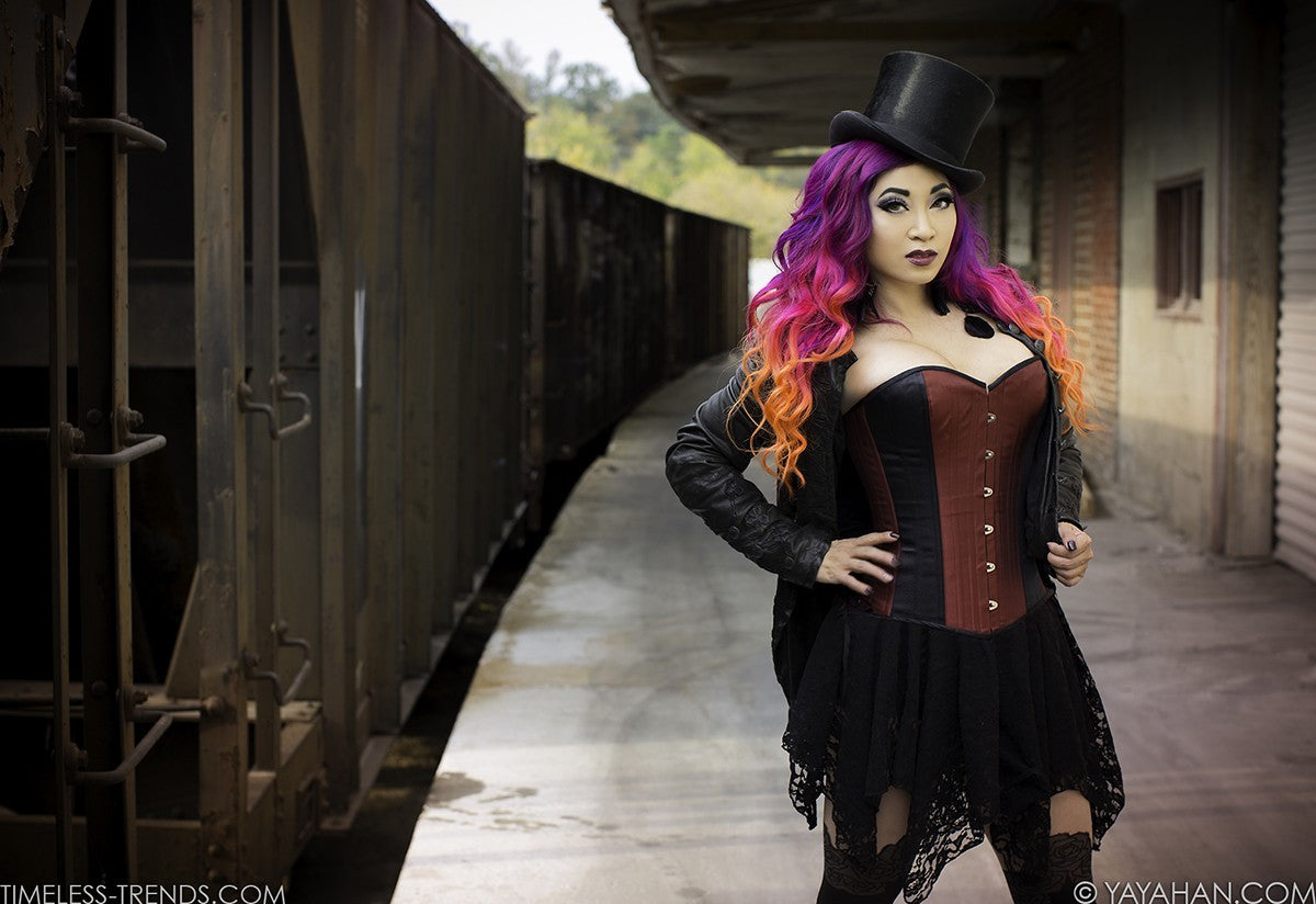Iridescent Red Overbust Corset