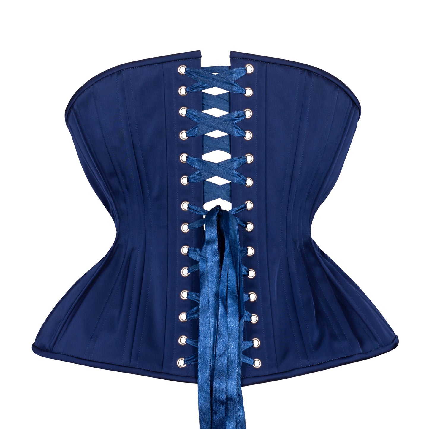 Midnight Satin Cupped Corset, Gemini Silhouette, Long