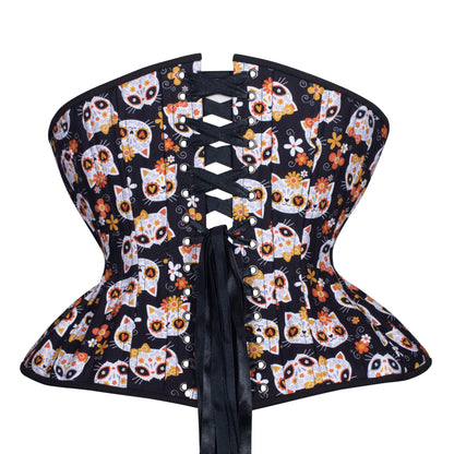 Sugar Skull Kitties Cupped Corset, Gemini Silhouette, Regular