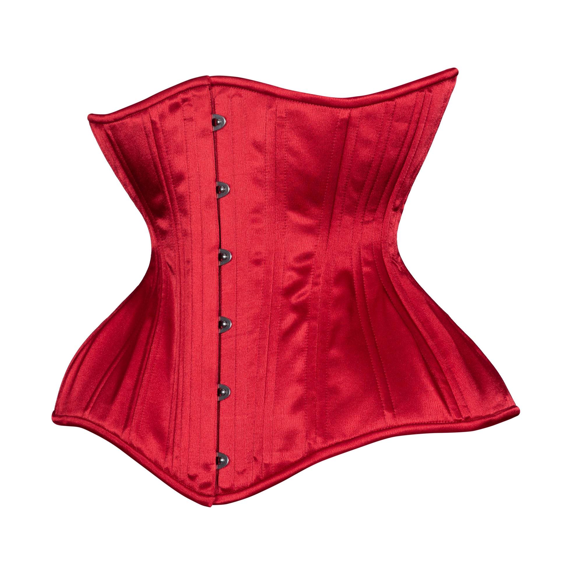 Summer Red Satin Corset, Gemini Silhouette, Long
