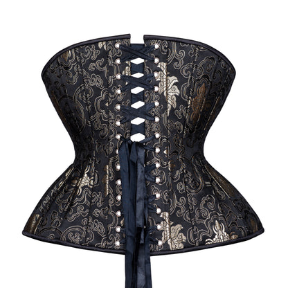 Onyx and Gold Straight Corset, Gemini Silhouette, Long